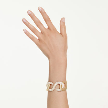Brazalete Dextera, Talla redonda, Blanco, Baño tono oro