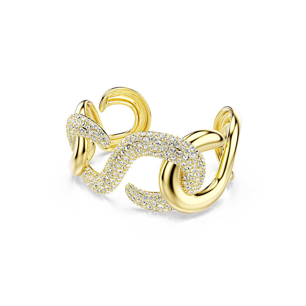 Brazalete Dextera, Talla redonda, Blanco, Baño tono oro