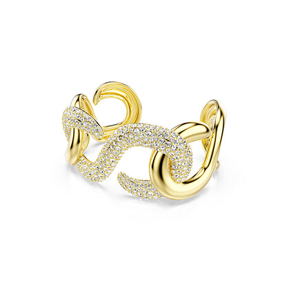 Brazalete Dextera, Talla redonda, Blanco, Baño tono oro