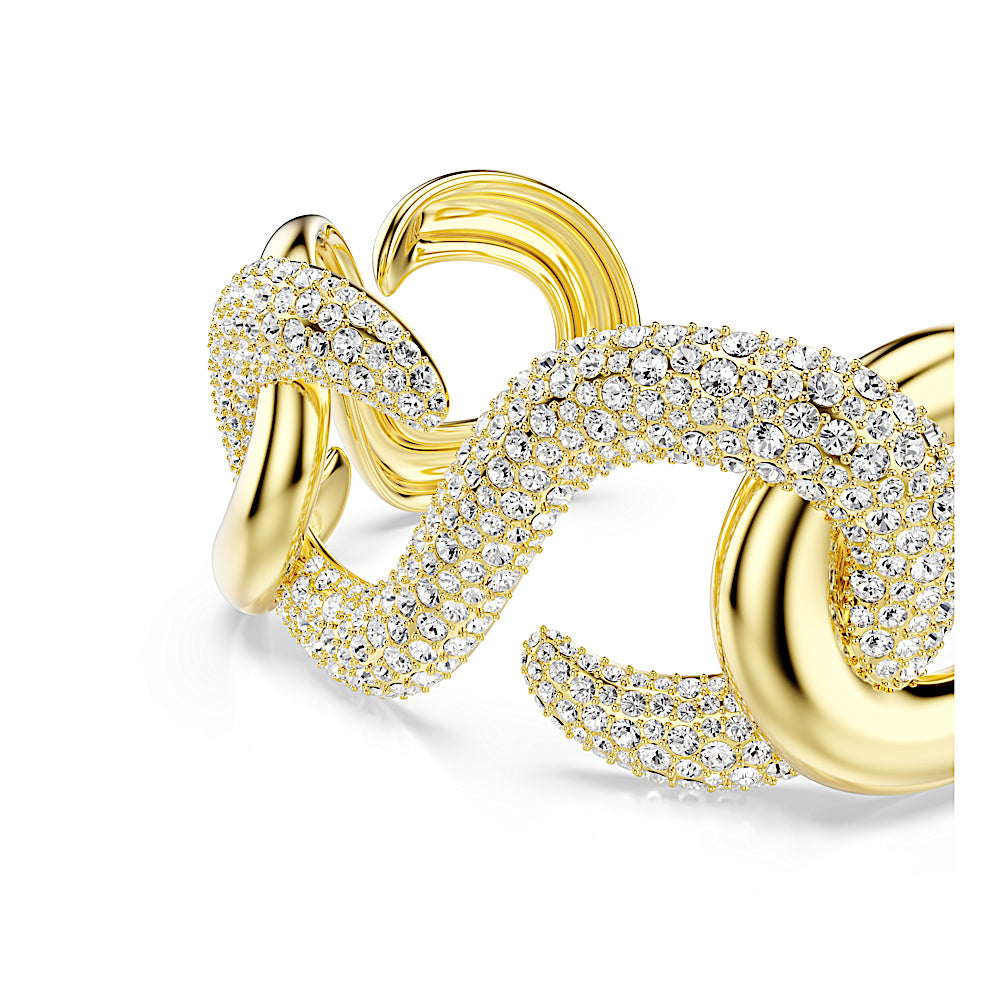 Brazalete Dextera, Talla redonda, Blanco, Baño tono oro