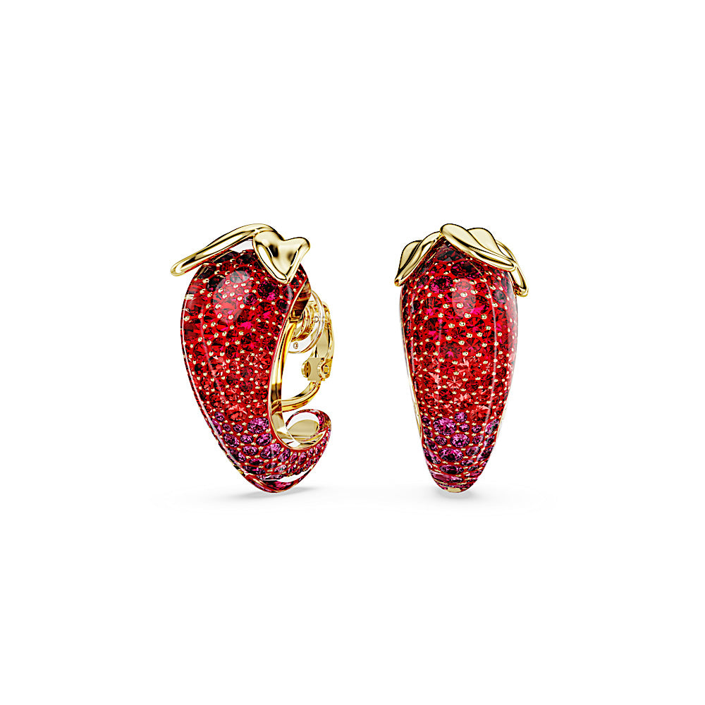 Pendientes de clip Idyllia, Rojos, Baño tono oro