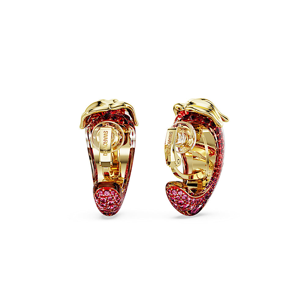 Pendientes de clip Idyllia, Rojos, Baño tono oro
