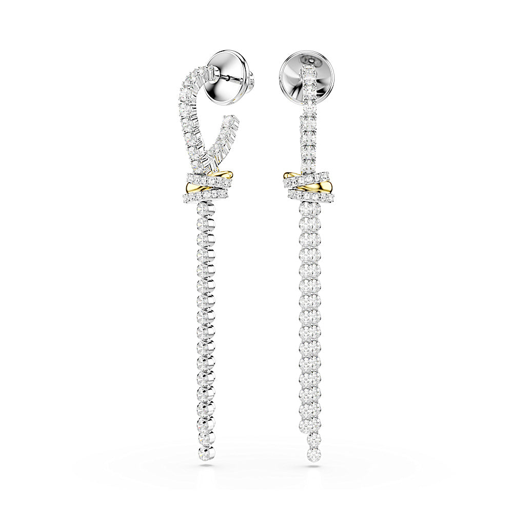 Pendientes Hyperbola, Talla redonda, Nudo, Blancos, Combinación de acabados metálicos