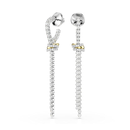 Pendientes Hyperbola, Talla redonda, Nudo, Blancos, Combinación de acabados metálicos