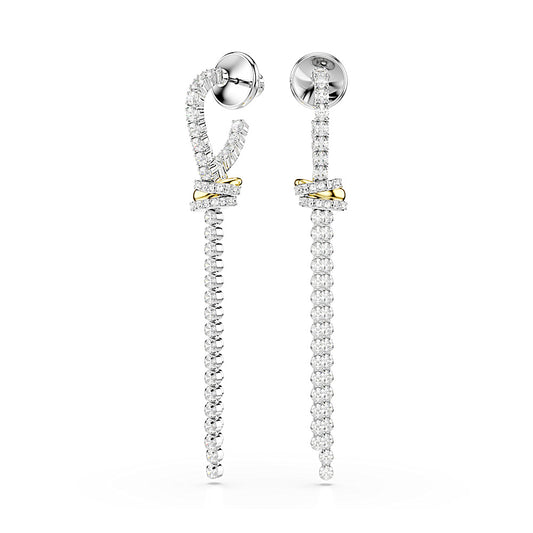 Pendientes Hyperbola, Talla redonda, Nudo, Blancos, Combinación de acabados metálicos