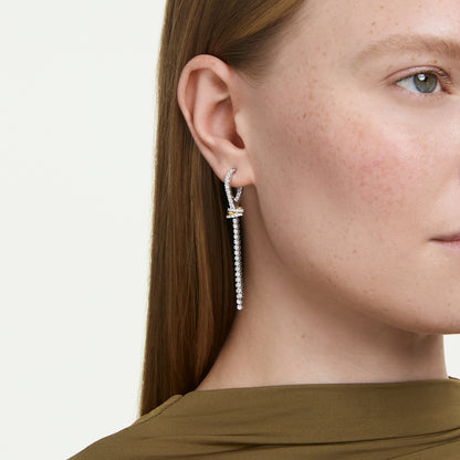 Pendientes Hyperbola, Talla redonda, Nudo, Blancos, Combinación de acabados metálicos