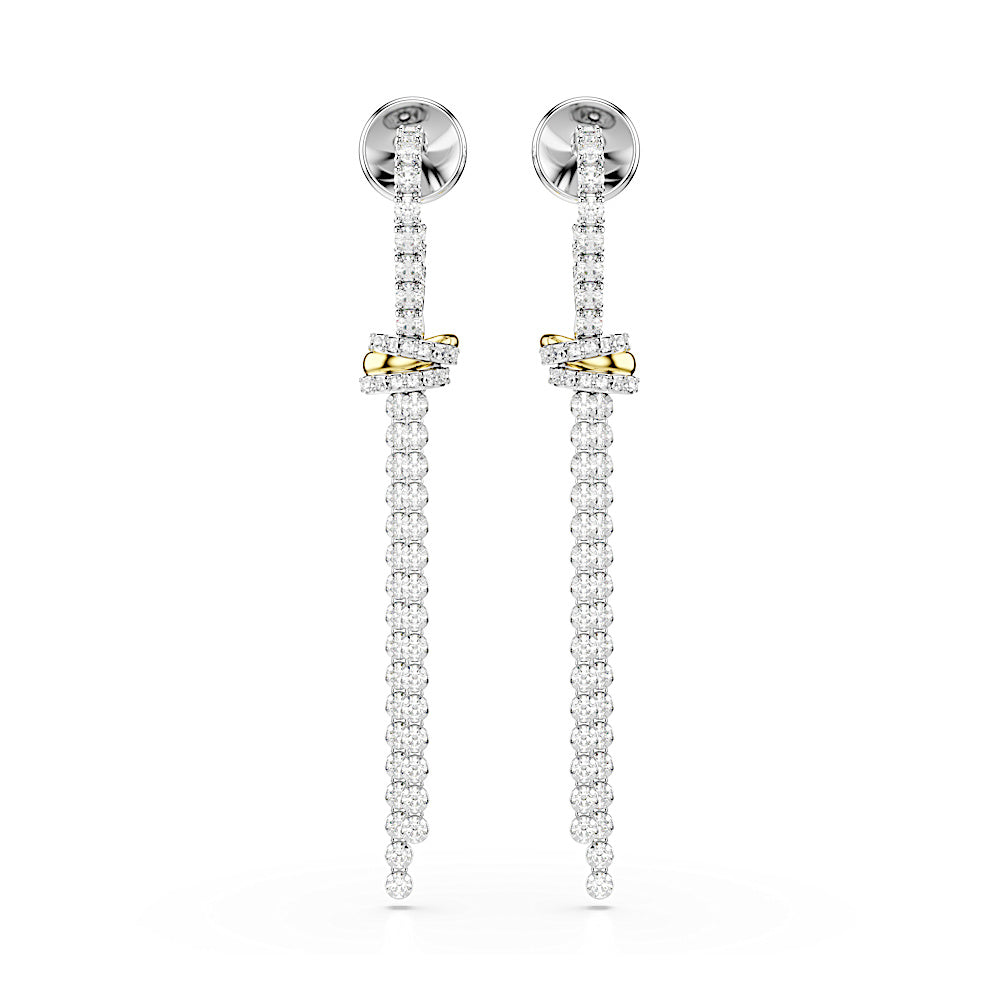 Pendientes Hyperbola, Talla redonda, Nudo, Blancos, Combinación de acabados metálicos