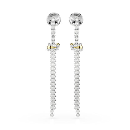 Pendientes Hyperbola, Talla redonda, Nudo, Blancos, Combinación de acabados metálicos