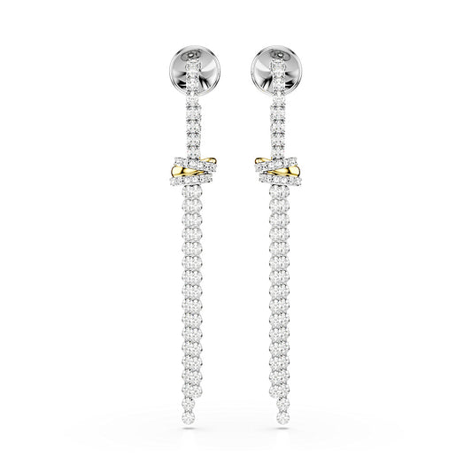 Pendientes Hyperbola, Talla redonda, Nudo, Blancos, Combinación de acabados metálicos