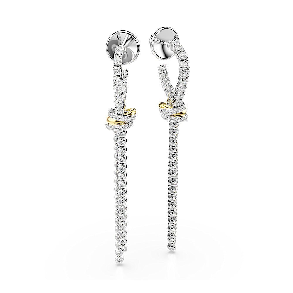 Pendientes Hyperbola, Talla redonda, Nudo, Blancos, Combinación de acabados metálicos