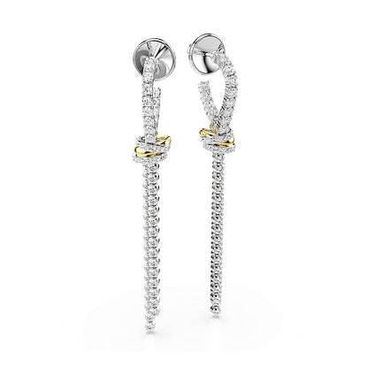 Pendientes Hyperbola, Talla redonda, Nudo, Blancos, Combinación de acabados metálicos