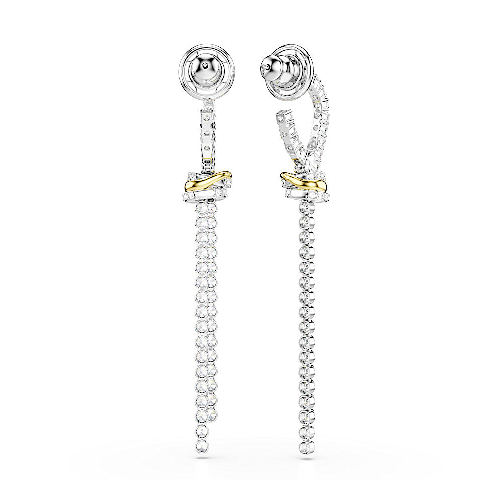 Pendientes Hyperbola, Talla redonda, Nudo, Blancos, Combinación de acabados metálicos