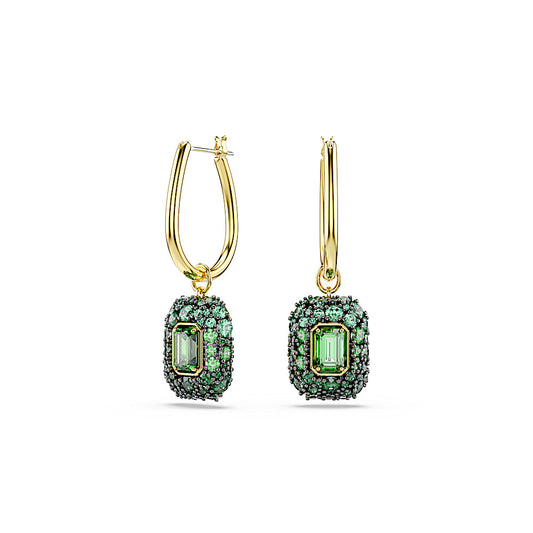 Pendientes Sublima, Talla octogonal, Verdes, Acabado en oro de 18 quilates