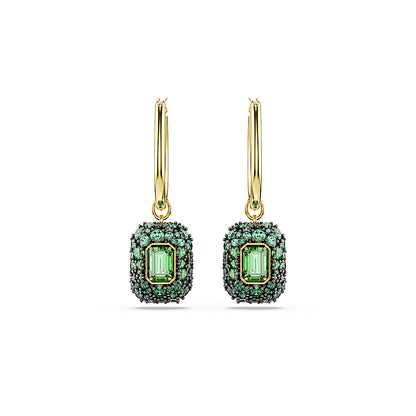 Pendientes Sublima, Talla octogonal, Verdes, Acabado en oro de 18 quilates