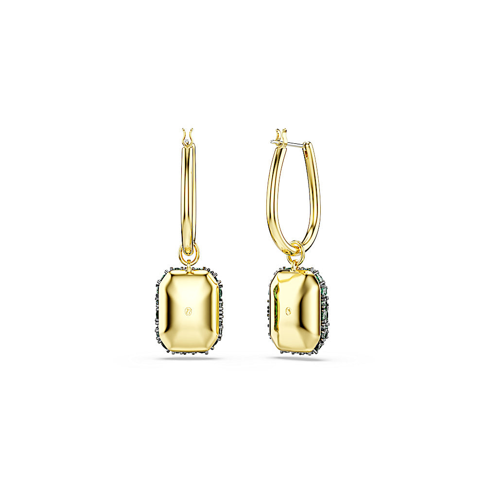 Pendientes Sublima, Talla octogonal, Verdes, Acabado en oro de 18 quilates