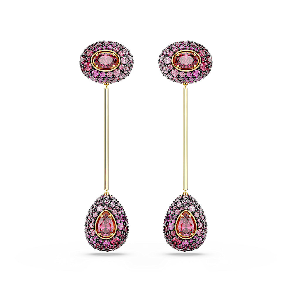 Pendientes Sublima, Talla pera, Rojos, Acabado en oro de 18 quilates