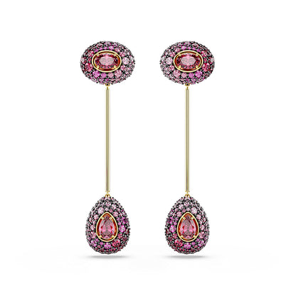 Pendientes Sublima, Talla pera, Rojos, Acabado en oro de 18 quilates
