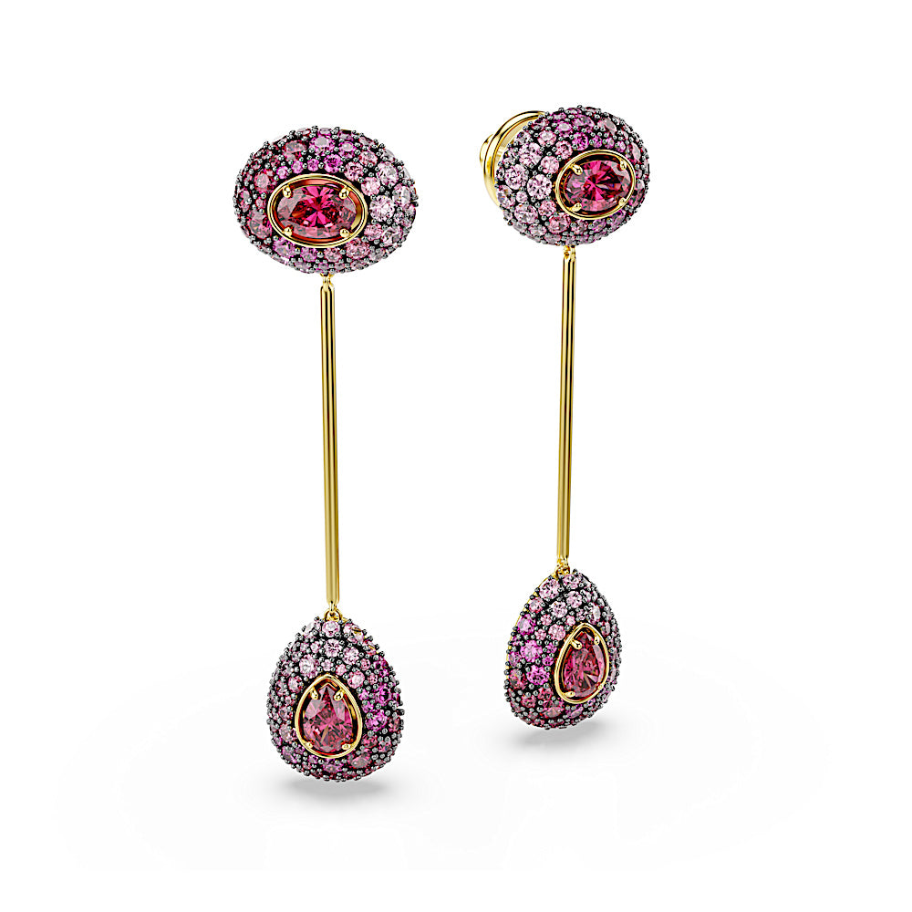 Pendientes Sublima, Talla pera, Rojos, Acabado en oro de 18 quilates
