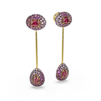Pendientes Sublima, Talla pera, Rojos, Acabado en oro de 18 quilates
