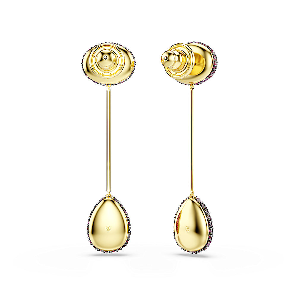 Pendientes Sublima, Talla pera, Rojos, Acabado en oro de 18 quilates