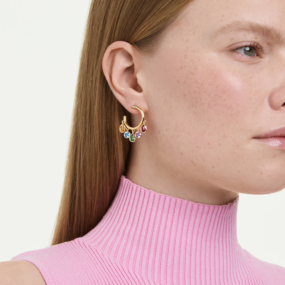 Pendientes de aro Imber, Tallas mixtas, Multicolores, Acabado en oro de 18 quilates