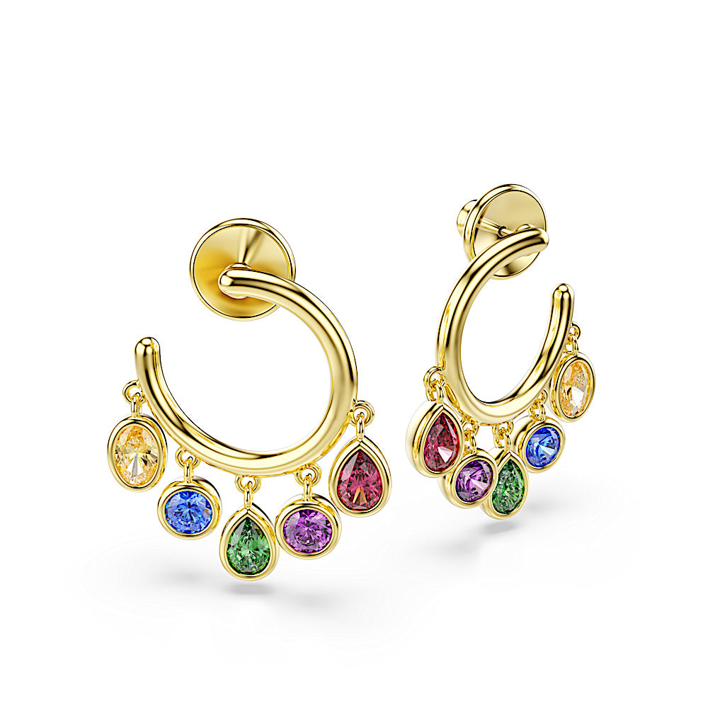 Pendientes de aro Imber, Tallas mixtas, Multicolores, Acabado en oro de 18 quilates