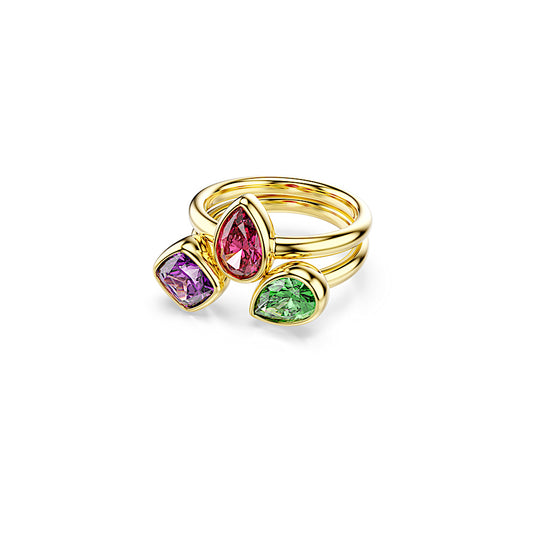 Anillo de cóctel Imber, Conjunto (2), Tallas mixtas, Multicolor, Acabado en oro de 18 quilates