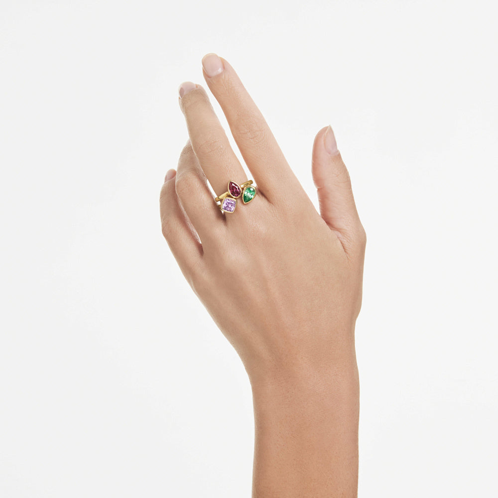 Anillo de cóctel Imber, Conjunto (2), Tallas mixtas, Multicolor, Acabado en oro de 18 quilates