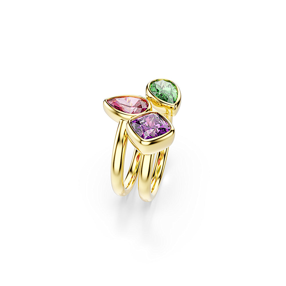 Anillo de cóctel Imber, Conjunto (2), Tallas mixtas, Multicolor, Acabado en oro de 18 quilates