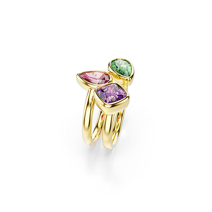 Anillo de cóctel Imber, Conjunto (2), Tallas mixtas, Multicolor, Acabado en oro de 18 quilates