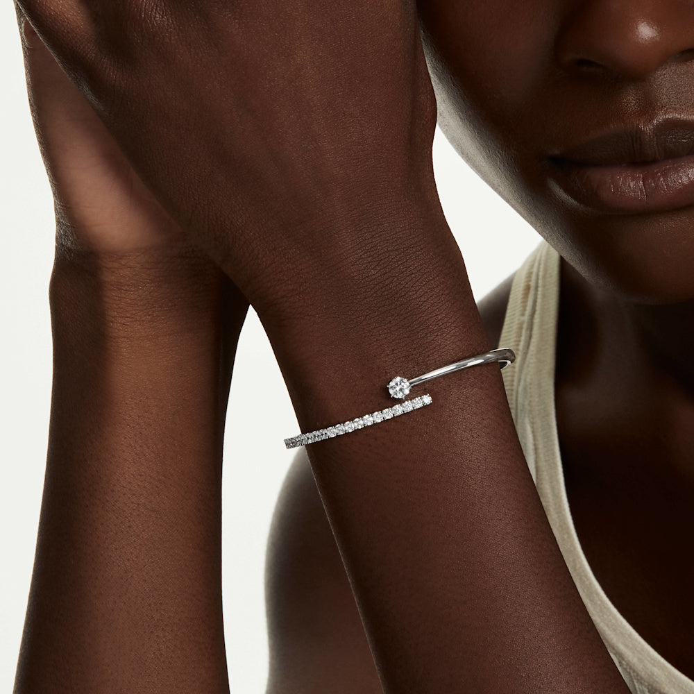 Brazalete Matrix, Talla redonda, Blanco, Baño de rodio