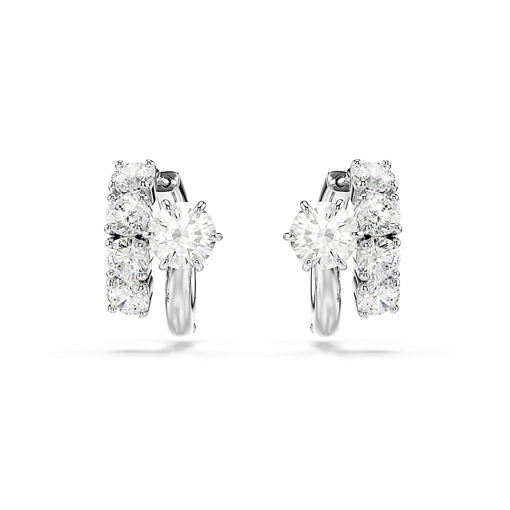 Pendientes de aro Matrix, Talla redonda, Blancos, Baño de rodio
