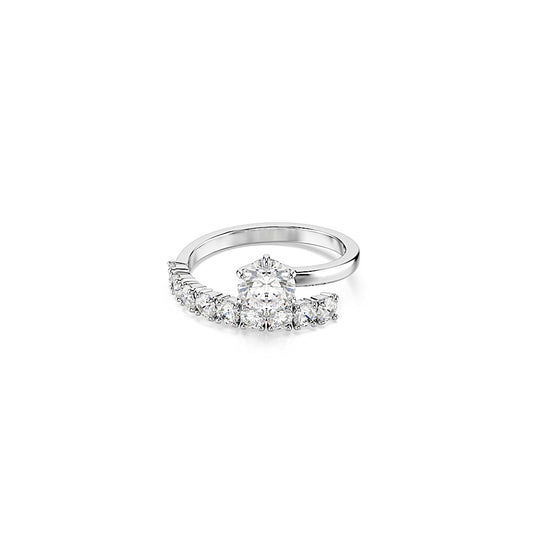 Anillo abierto Matrix, Talla redonda, Blanco, Baño de rodio