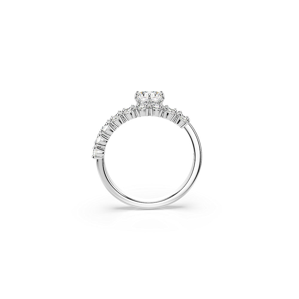 Anillo abierto Matrix, Talla redonda, Blanco, Baño de rodio