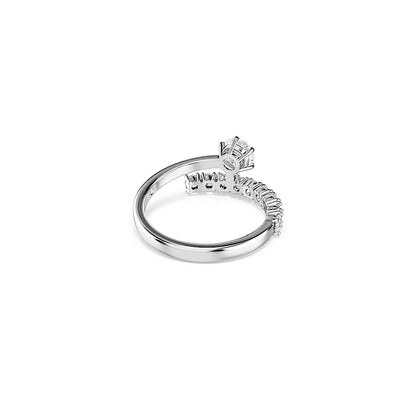Anillo abierto Matrix, Talla redonda, Blanco, Baño de rodio