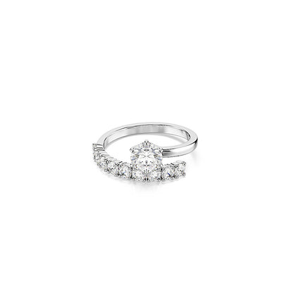 Anillo abierto Matrix, Talla redonda, Blanco, Baño de rodio
