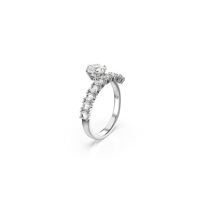 Anillo abierto Matrix, Talla redonda, Blanco, Baño de rodio