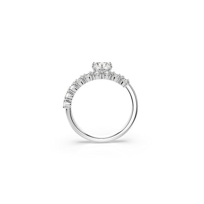 Anillo abierto Matrix, Talla redonda, Blanco, Baño de rodio