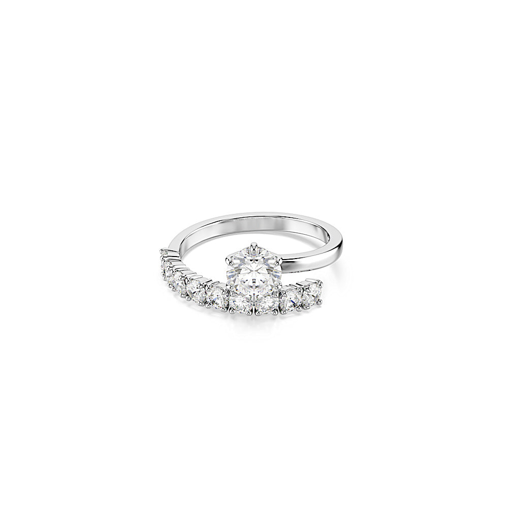 Anillo abierto Matrix, Talla redonda, Blanco, Baño de rodio