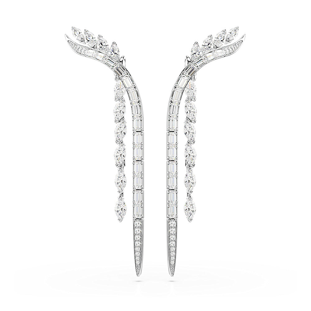 Pendientes Mesmera, Tallas mixtas, Blancos, Baño de rodio
