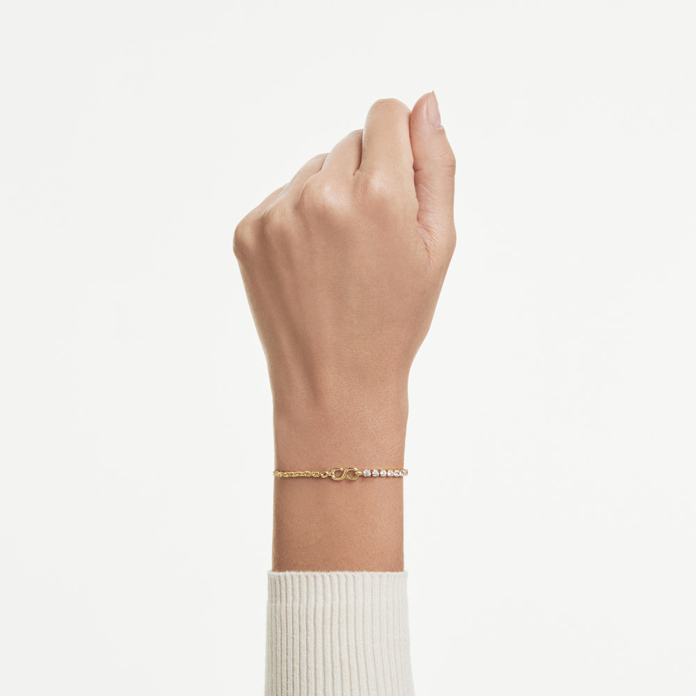 Pulsera Matrix, Talla redonda, Blanca, Acabado en oro de 18 quilates