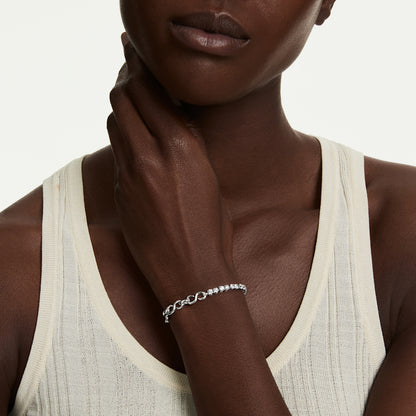 Pulsera Matrix, Talla redonda, Blanca, Baño de rodio
