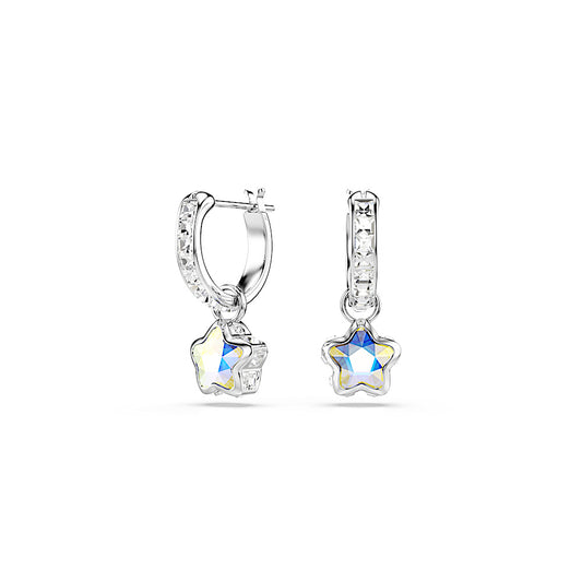 Pendientes Chroma, Tallas mixtas, Estrella, Blancos, Baño de rodio
