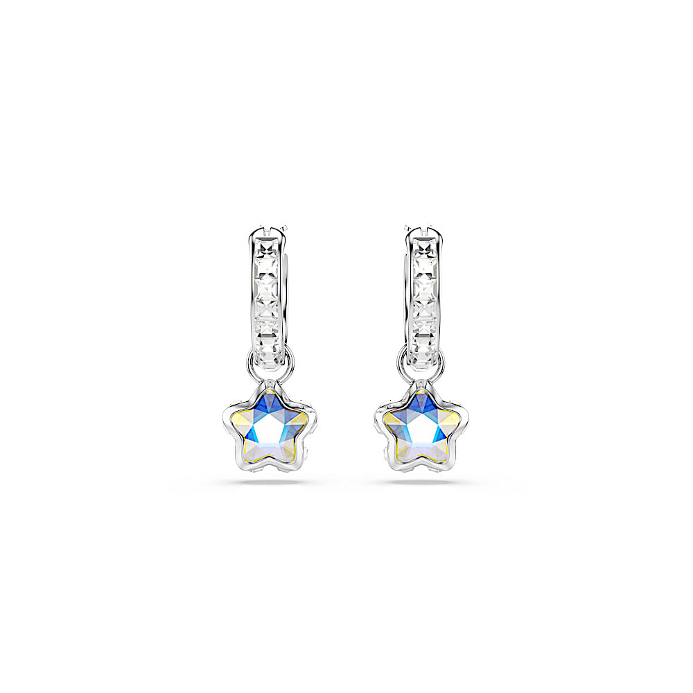 Pendientes Chroma, Tallas mixtas, Estrella, Blancos, Baño de rodio