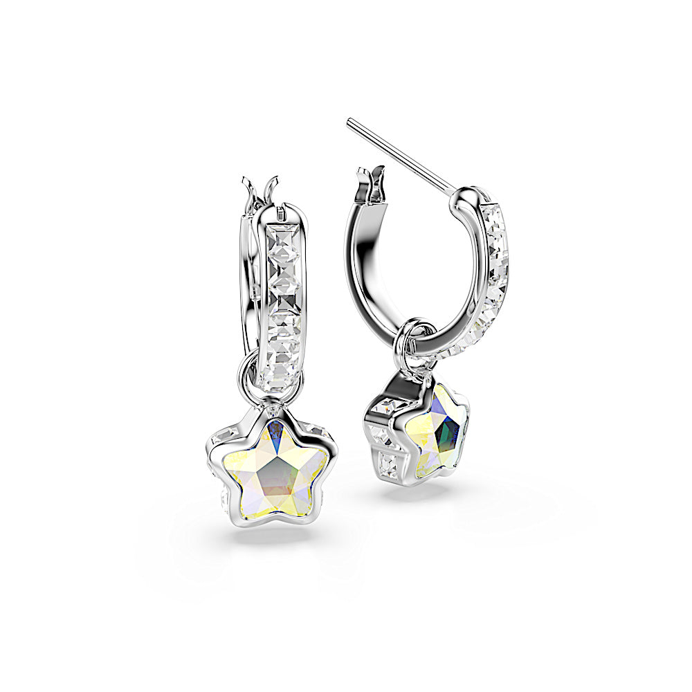 Pendientes Chroma, Tallas mixtas, Estrella, Blancos, Baño de rodio