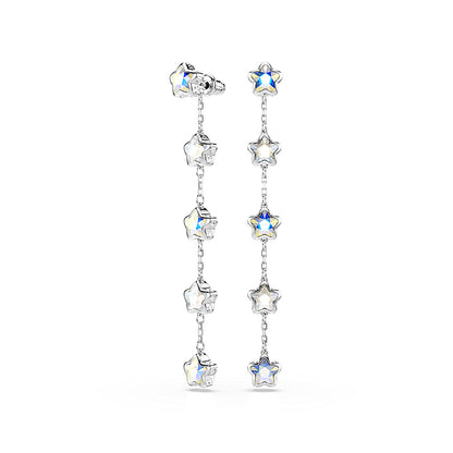Pendientes Chroma, Tallas mixtas, Estrella, Blancos, Baño de rodio