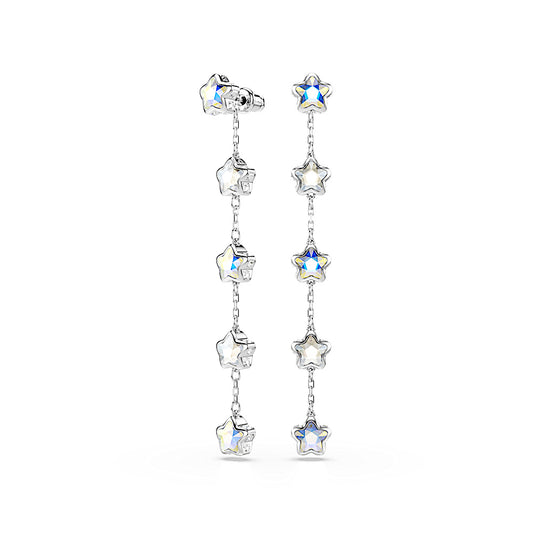 Pendientes Chroma, Tallas mixtas, Estrella, Blancos, Baño de rodio