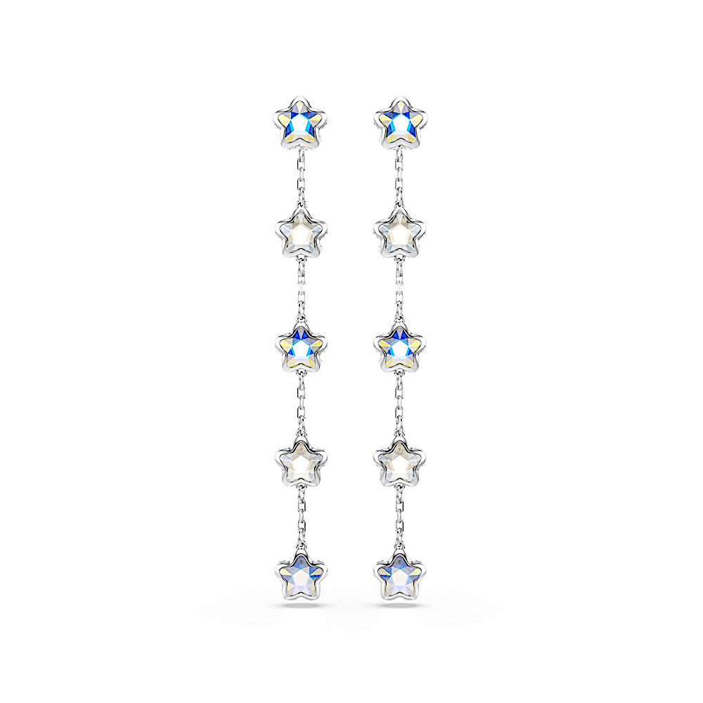 Pendientes Chroma, Tallas mixtas, Estrella, Blancos, Baño de rodio