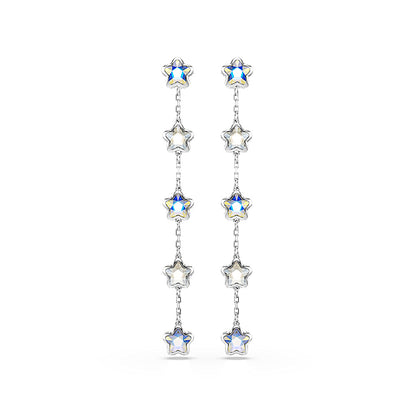 Pendientes Chroma, Tallas mixtas, Estrella, Blancos, Baño de rodio