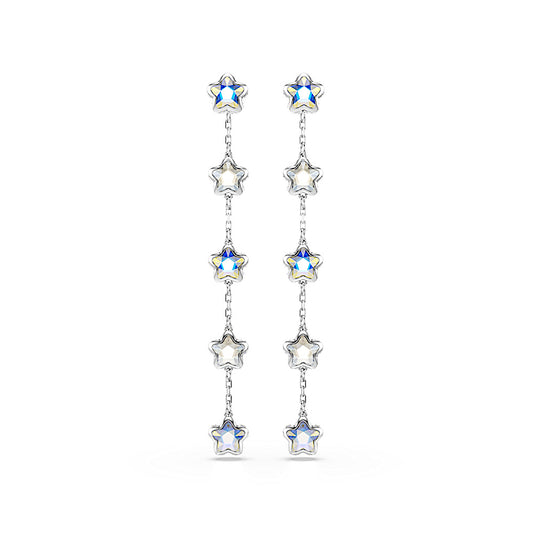 Pendientes Chroma, Tallas mixtas, Estrella, Blancos, Baño de rodio